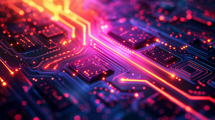 Obraz premium A colorful image of a circuit board with many small squares and dots