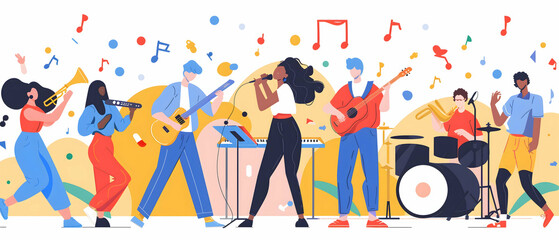 Diverse Band Playing Music Together