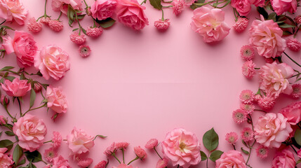 Frame made of beautiful rose flowers