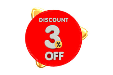 3d sales discount Number 3 percentage price tag for discount sale promotion concept by 3d render
