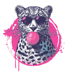 with pink bubble gum and glasses