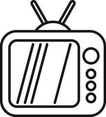 Classic vintage television line art icon with simple retro design and minimalist black and white illustration. Perfect for nostalgic entertainment and media communication