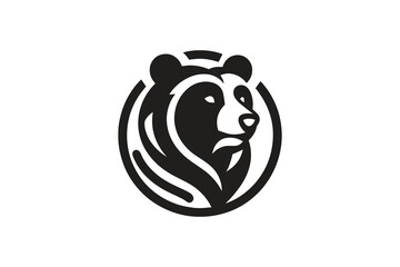 bear head logo circular vector
