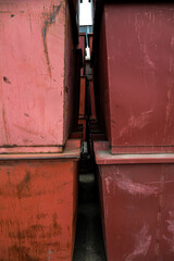 Red Containers Stacked on Top of Each Other