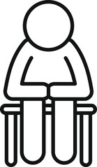 Simple black and white line drawing depicting a person seated and engrossed in a book