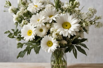 Obraz premium A photo of a bouquet of white flowers arranged in a jar