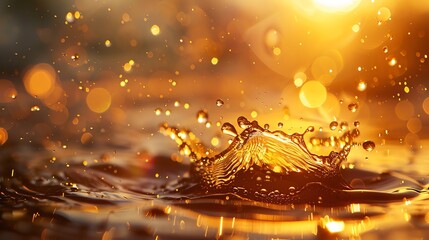 Naklejka premium Evaporating water drops on a hot surface, Abstract, Warm tones, High Detail, illustrating the texture of water in transformation