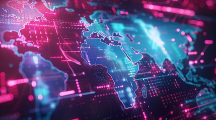 Fototapeta premium International information flows. Cyber space, a global system for storing and processing data. Technology background