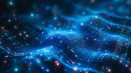 A blue wave with many small dots on it