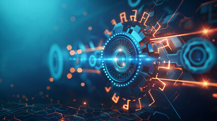 A blue background with many gears on it