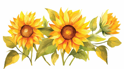 Watercolor Easter Sunflower Clip Art Flat vector 