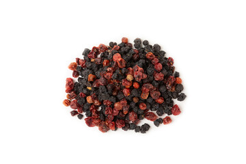 Assortment of dry herbal and berry tea isolated on a white background. Tea party concept. medicinal...