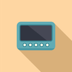 Flat design icon of a classic handheld gaming console with a simplistic retro style