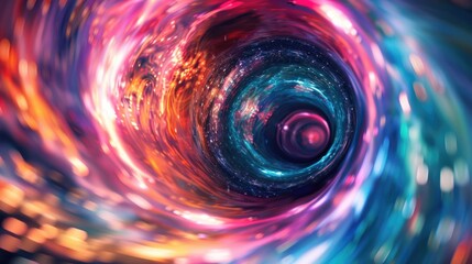 Obraz premium Multicolored vortex energy, cosmic spiral waves, colorful swirl tunnel, dimensional portal, abstract futuristic digital background