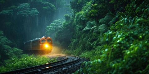 Monsoon Train in Lush Jungle