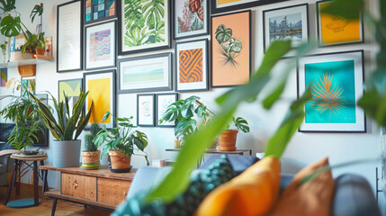 Numerous potted plants fill a living room, creating a green oasis indoors