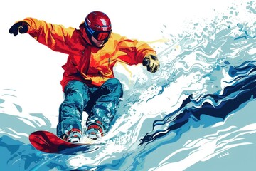 Frosty Adventures: Dynamic Snowboarder Art