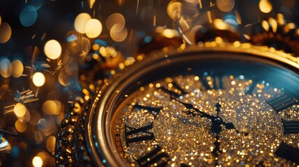 New Year's countdown clock decoration glitter
