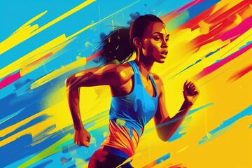 Speed Spectrum: Woman Sprinting in Pop Art