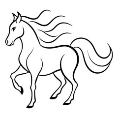 Line art horse vector illustration on white background