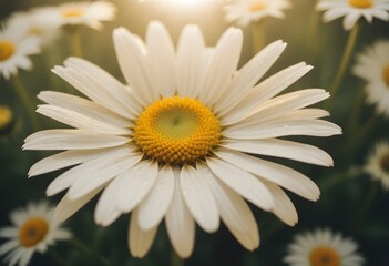 Fototapeta premium Daisies flower closeup Realistic Light understand sun light significantly summer season flower concept
