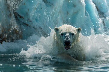 Frozen Wilderness: Polar Bear Surfaces in Ice
