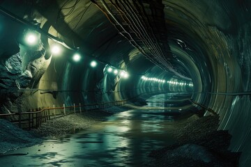 Subterranean Pathways: Illuminated Tunnel