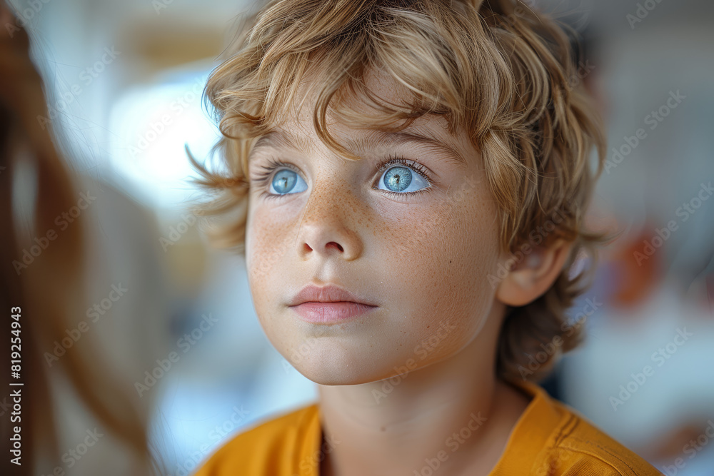 Poster A child receiving speech therapy to overcome communication challenges and improve language skills. Concept of speech impediment and language development. Generative Ai.