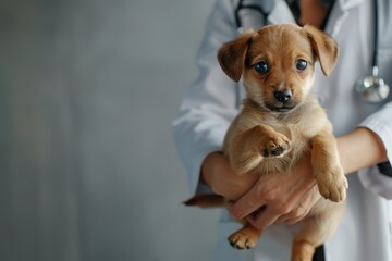 A person holding a small brown puppy in their hands