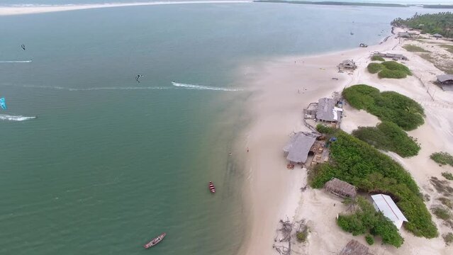 Aerial view of Atins Beach, Len&ccedil;&oacute;is Maranhenses Region - Barreirinhas, Maranh&atilde;o, Brazil