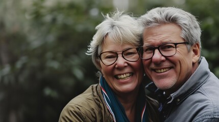 Fototapeta premium Joyful Elderly Couple Embracing