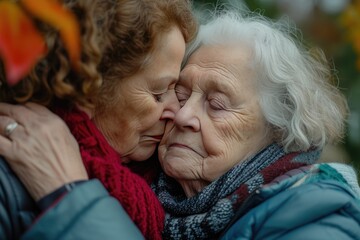 Eternal Bond: Daughter's Kiss Reflects Love for Her Aging Mother