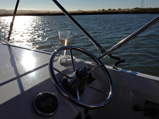Relaxing evening drifting on a quiet area of the San Francisco bay