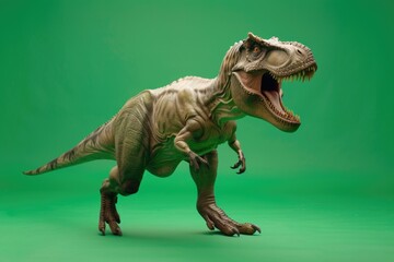 Fototapeta premium A toy T-Rex with its mouth open. Suitable for children's illustrations
