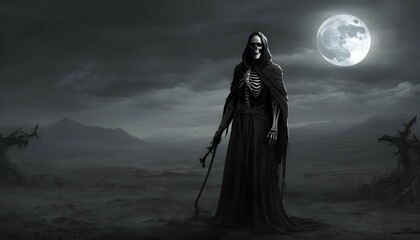 The grim reaper standing vigil over a desolate was upscaled_15