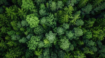 Forest Photo. Aerial Top View of Green Trees in Rural Altai, Captured by Drone