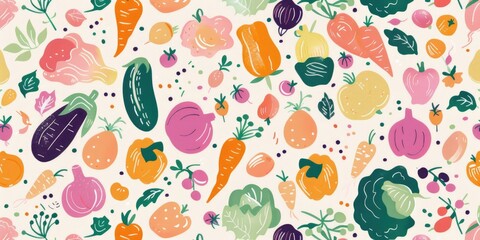  Pastel Vegetable Pattern for Fresh Design