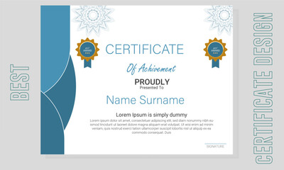 Fototapeta premium Free vector flat certificate template, Vector gradient coloured elegant certificate