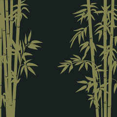 Cartoon asian bamboo background. Bamboo forest plants with branches and foliage, green bamboo sprouts pattern flat vector background illustration. Chinese or Japanese floral backdrop