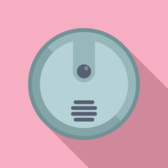Vector graphic of a stylish robot vacuum cleaner on a pink background, perfect for tech themes