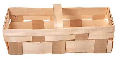 Wooden container for vegetables and fruits on an isolated background.