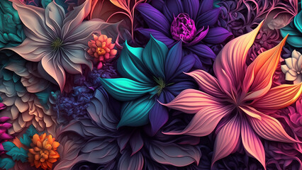 Abstract fantasy wallpaper with botanical flower special background design