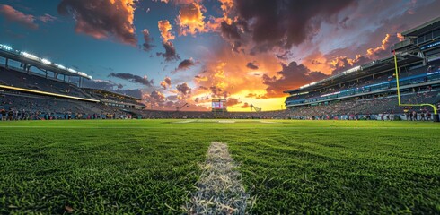 Football Field at Sunset - Powered by Adobe