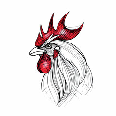 Rooster in cartoon, doodle style. Image for t-shirt, web, mobile apps and ui. Isolated 2d vector illustration in logo, icon, sketch style, Eps 10. AI Generative