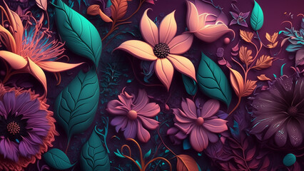 Abstract fantasy wallpaper with botanical flower special background design