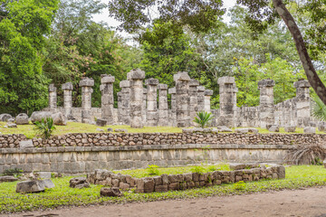 Old pyramid and temple of the castle of the Mayan architecture known as Chichen Itza these are the ruins of this ancient pre-columbian civilization and part of humanity