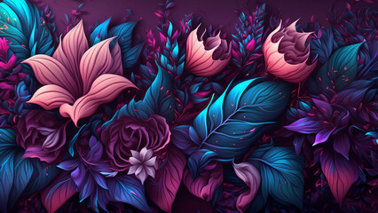 Abstract fantasy wallpaper with botanical flower special background design