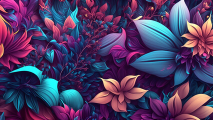 Abstract fantasy wallpaper with botanical flower special background design