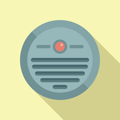 Flat design icon of a robotic vacuum cleaner with shadow, on a beige background