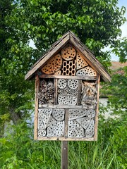 house or hotel for bees or various insects, wooden hotel for bees